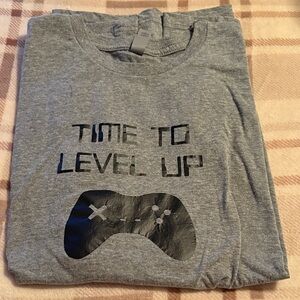 Gray Graphic Tee with Game Controller Design